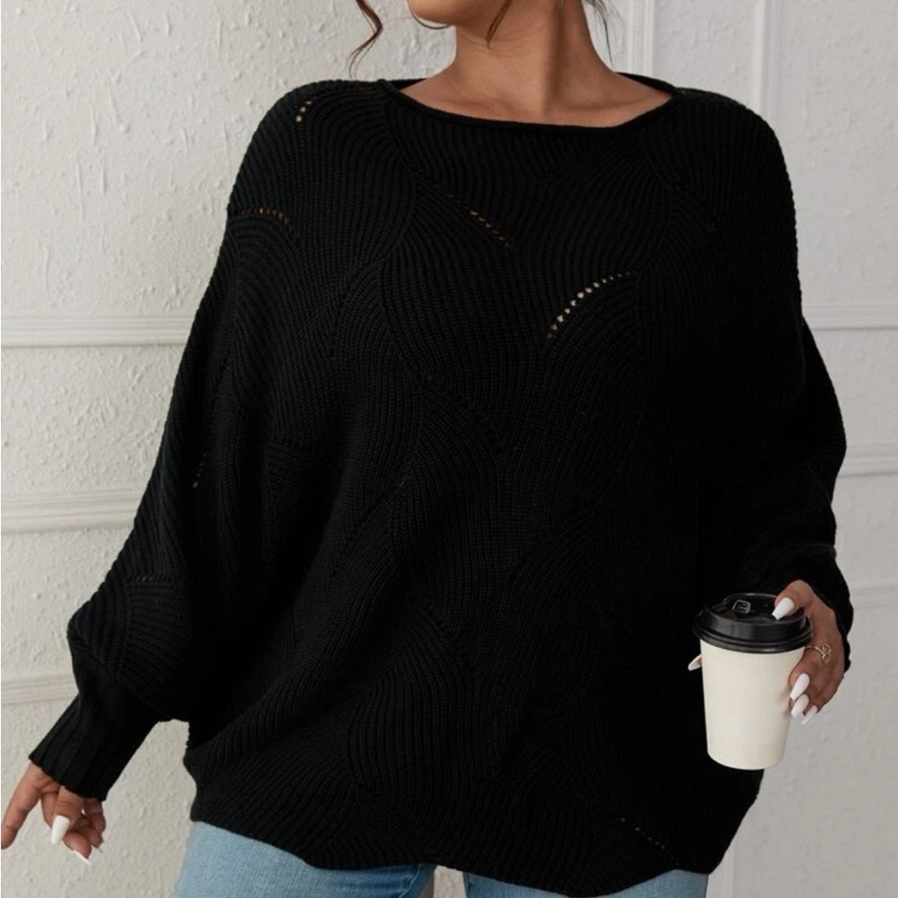 Plus size batwing sleeve sweater